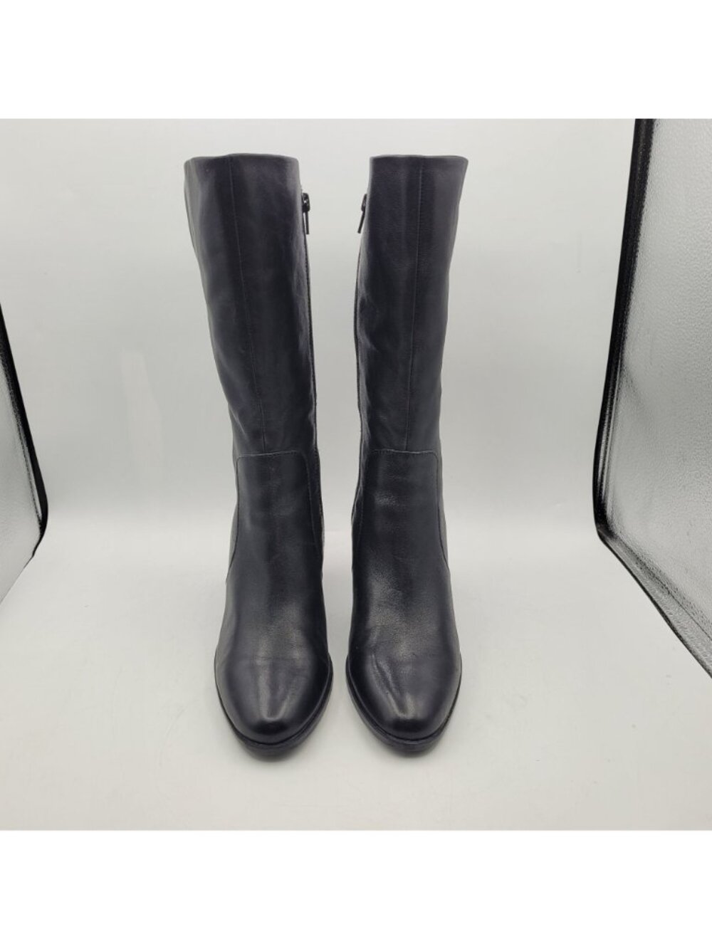 Born Ellen Womens Boots Size 8 Leather Mid Calf Boots Black 3" Block Heel Heel - Picture 6 of 16